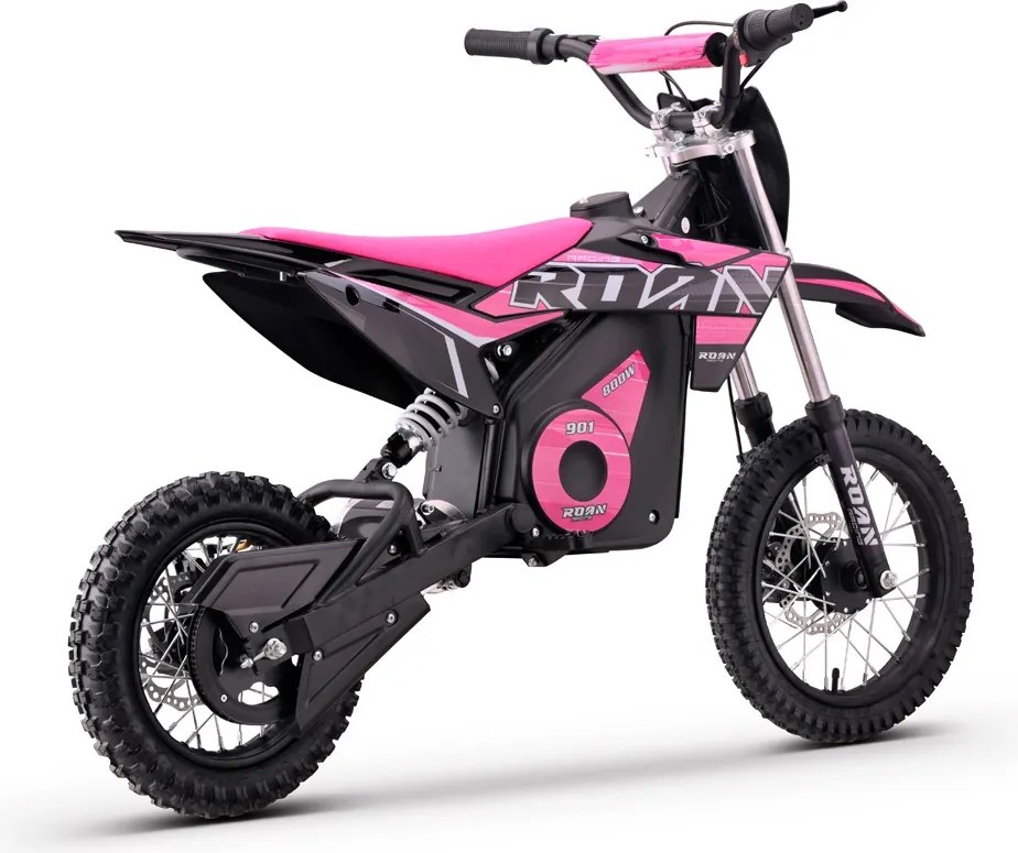 Mini moto elétrica para crianças 800W ROAN 901 36V 12/10" velocidade máxima de até 25 km/h Com Limitador Rosa