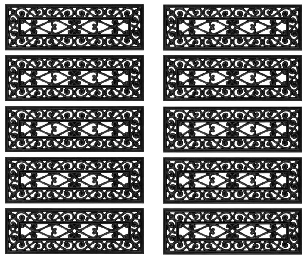Tapetes para degraus de escada 10 pcs 25x75 cm borracha
