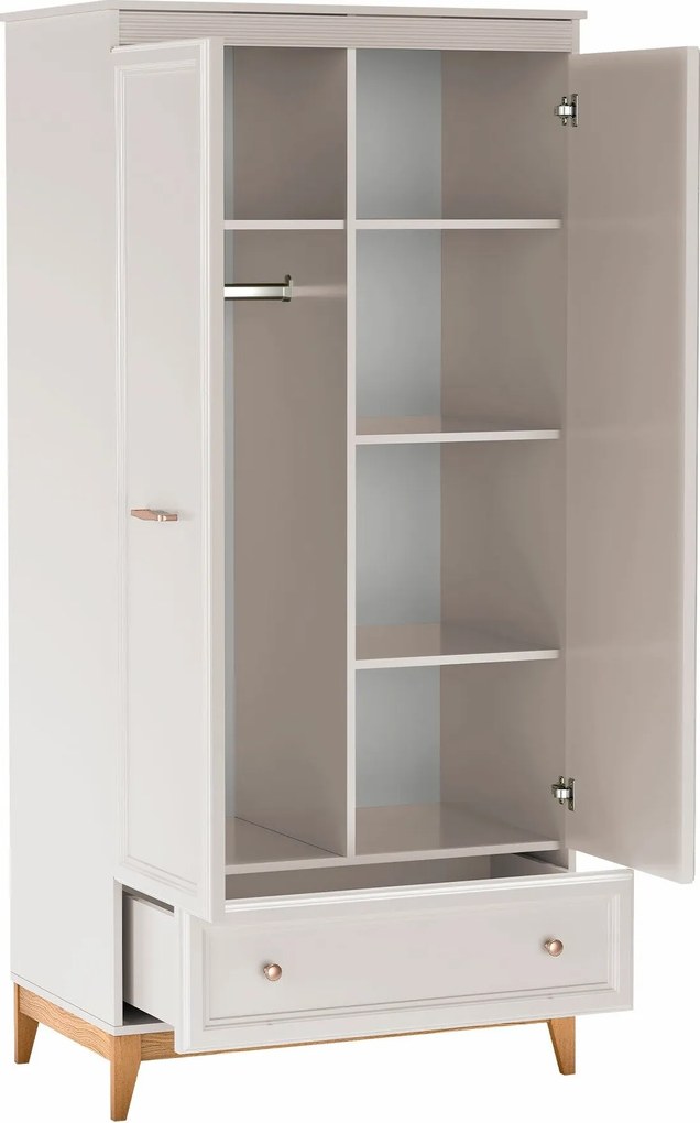 Roupeiro Sonfera 109, Caxemira, Carvalho, 193x92x55cm, 84.4 kg, Portas para roupeiro: Com dobradiças