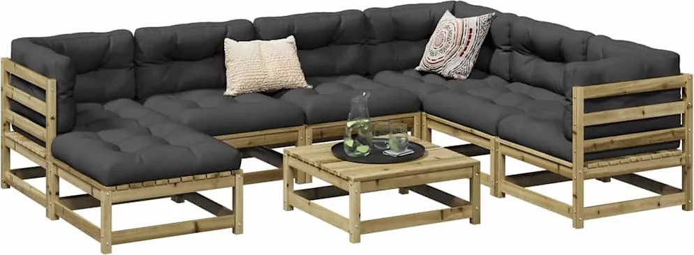 vidaXL 8 pcs conjunto sofás de jardim madeira de pinho impregnada