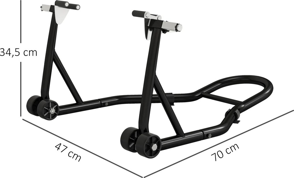 Cavalete Dianteiro para Mota, 70 x 47 x 34,5 cm, Cavilha Ajustável, Preto