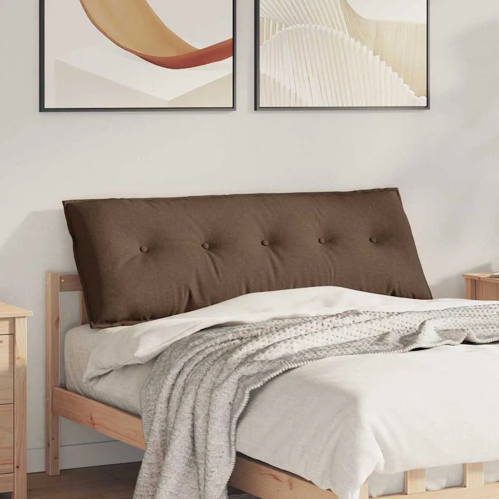 vidaXL Travesseiro para Costas Castanho 140 x 19 x 50 cm tecido