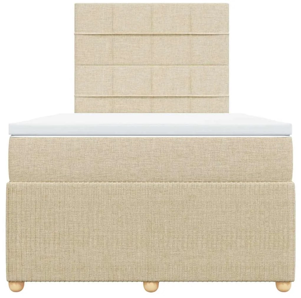 Cama boxspring com colchão 120x190 cm tecido cor creme