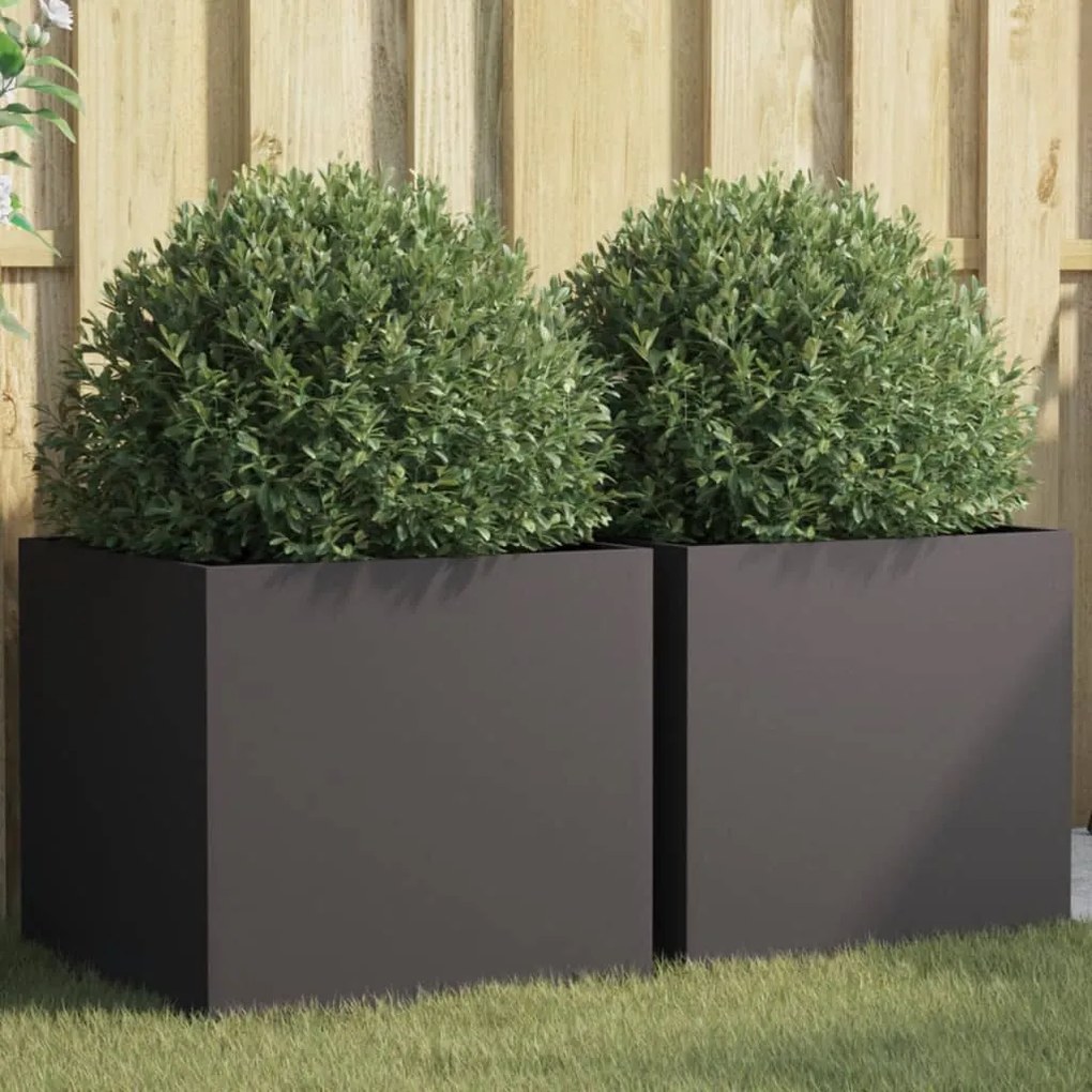 vidaXL Vasos/floreiras 2 pcs 49x47x46 cm aço preto