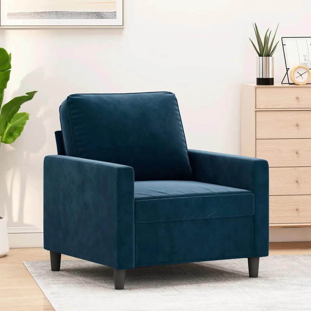 vidaXL Poltrona 60 cm veludo azul