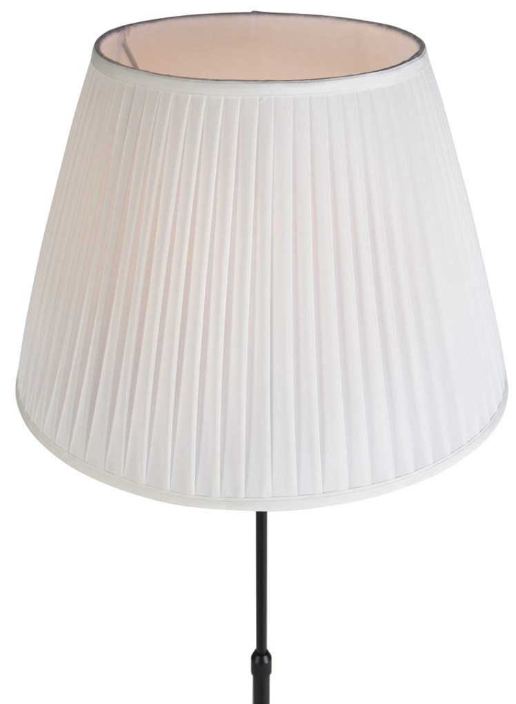 Candeeiro de pé preto com cúpula plissada creme 45 cm ajustável - Parte Country / Rústico,Rústico