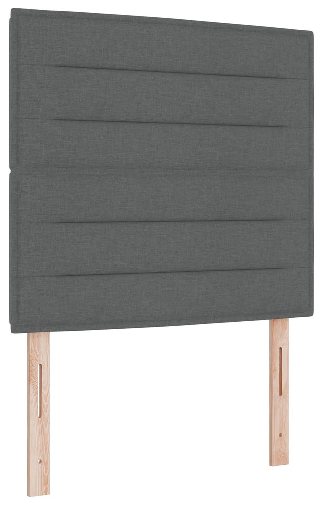 Cama com Molas com Colchão e Banco Cinza Escuro 120x190 cm Tecido