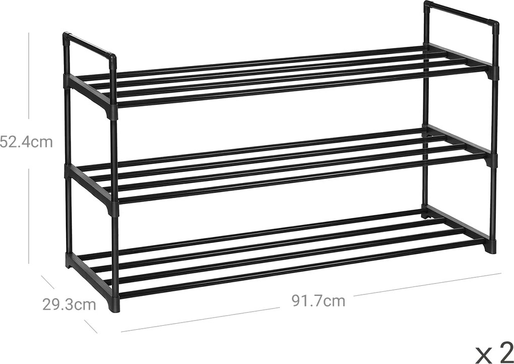 Conjunto 2 Sapateiras com 3 níveis de prateleiras 92 x 30 x 53 cm