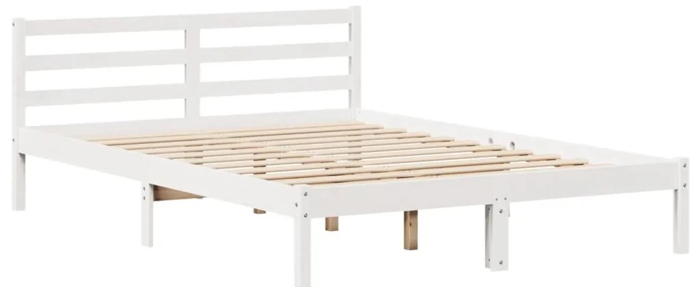 Cama sem colchão 160x200 cm madeira de pinho maciça branco
