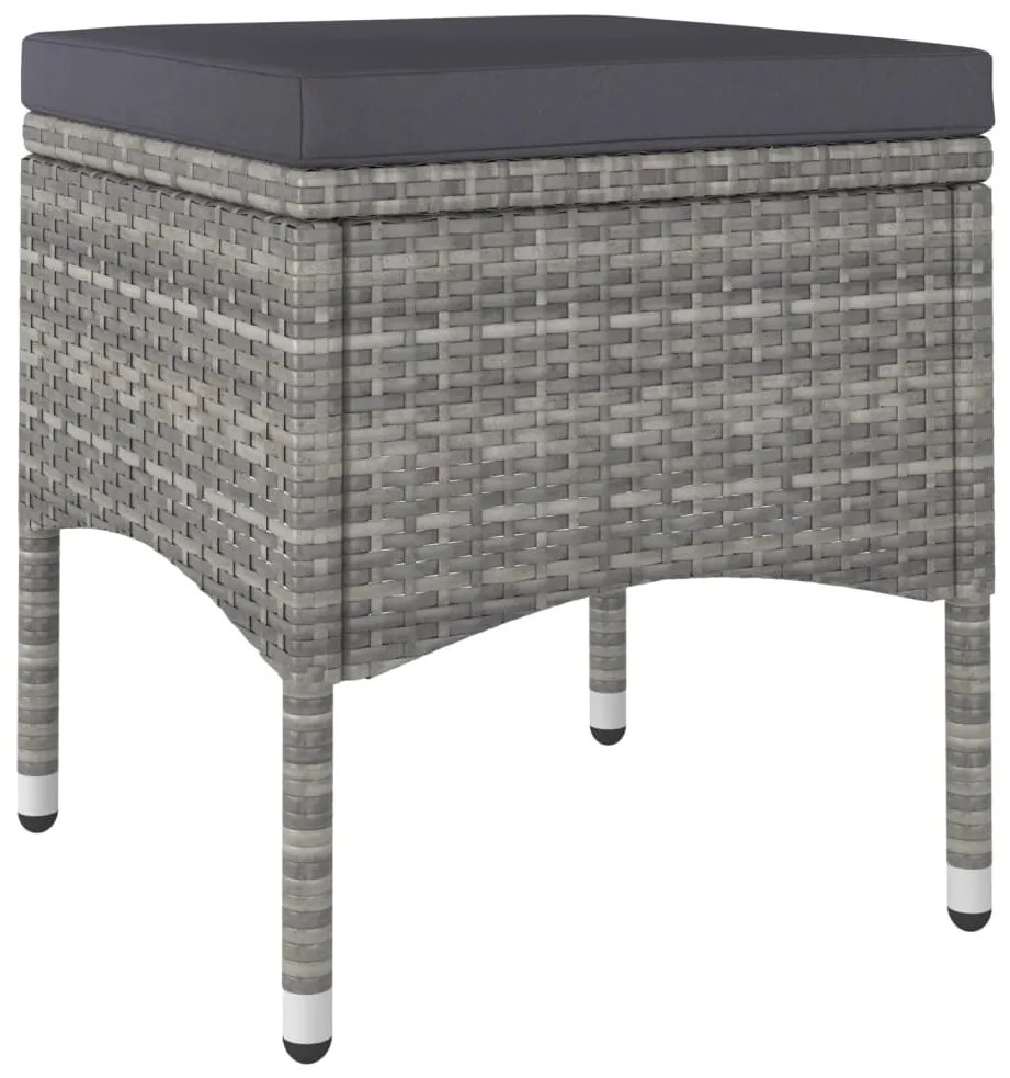 4 pcs conjunto de cadeiras e bancos de jardim vime PE cinzento