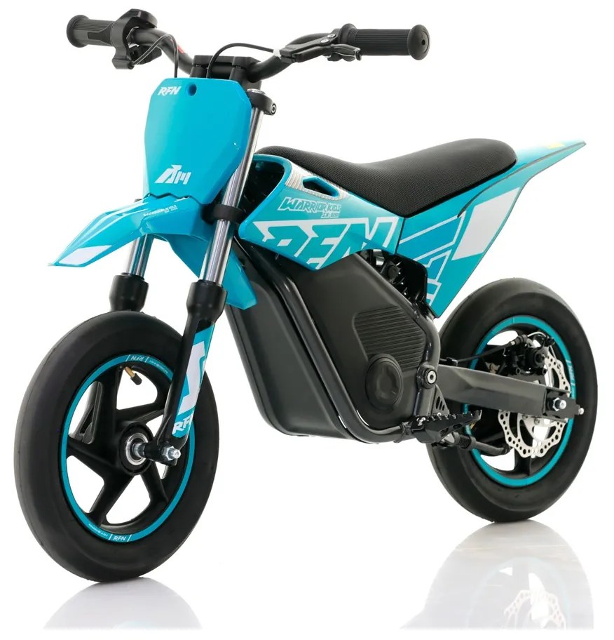 Mini moto elétrica para crianças Minicross electrica RFN Warrior SX-E250 Supermotard 250W 12/12" Até 25Km/hora cm limitador Azul Celeste