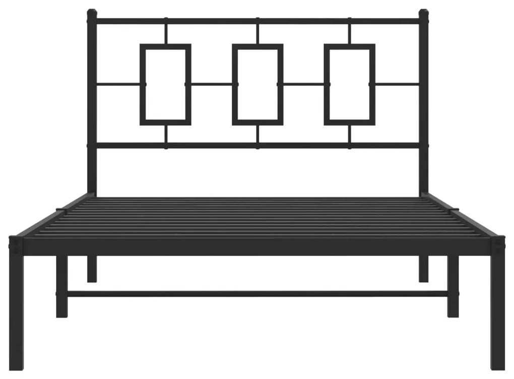 Estrutura de cama com cabeceira 107x203 cm metal preto