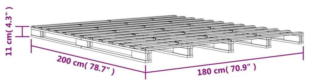 Cama de paletes 180x200 cm madeira pinho maciça castanho cera