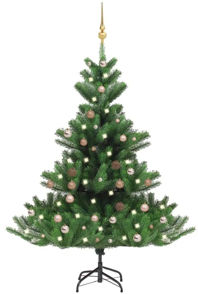 Árvore Natal artif. luzes LED/bolas 150cm abeto caucasiano verde