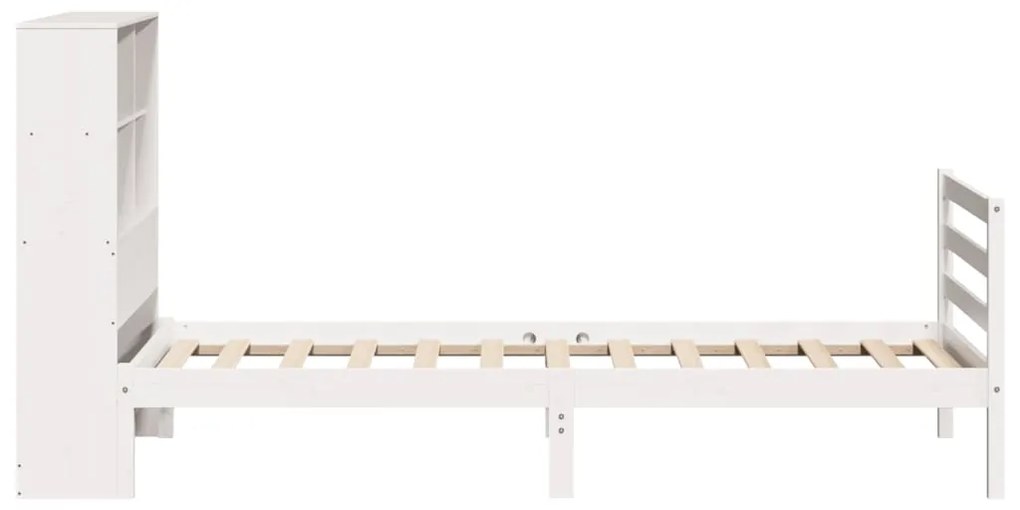 Cama com estante sem colchão 90x190 cm pinho maciço branco