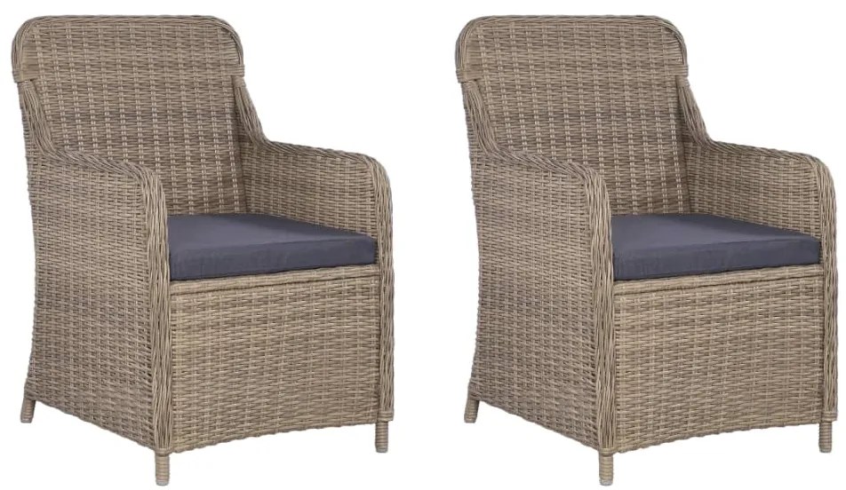 Conjunto bistrô com almofadões 3 pcs vime PE castanho