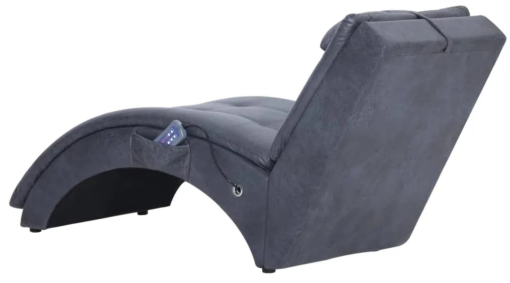 Chaise longue de massagem c/ almofada camurça artif. cinzento
