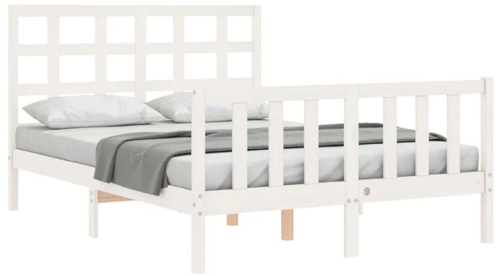 Cama sem colchão 140x190 cm madeira de pinho maciça branco