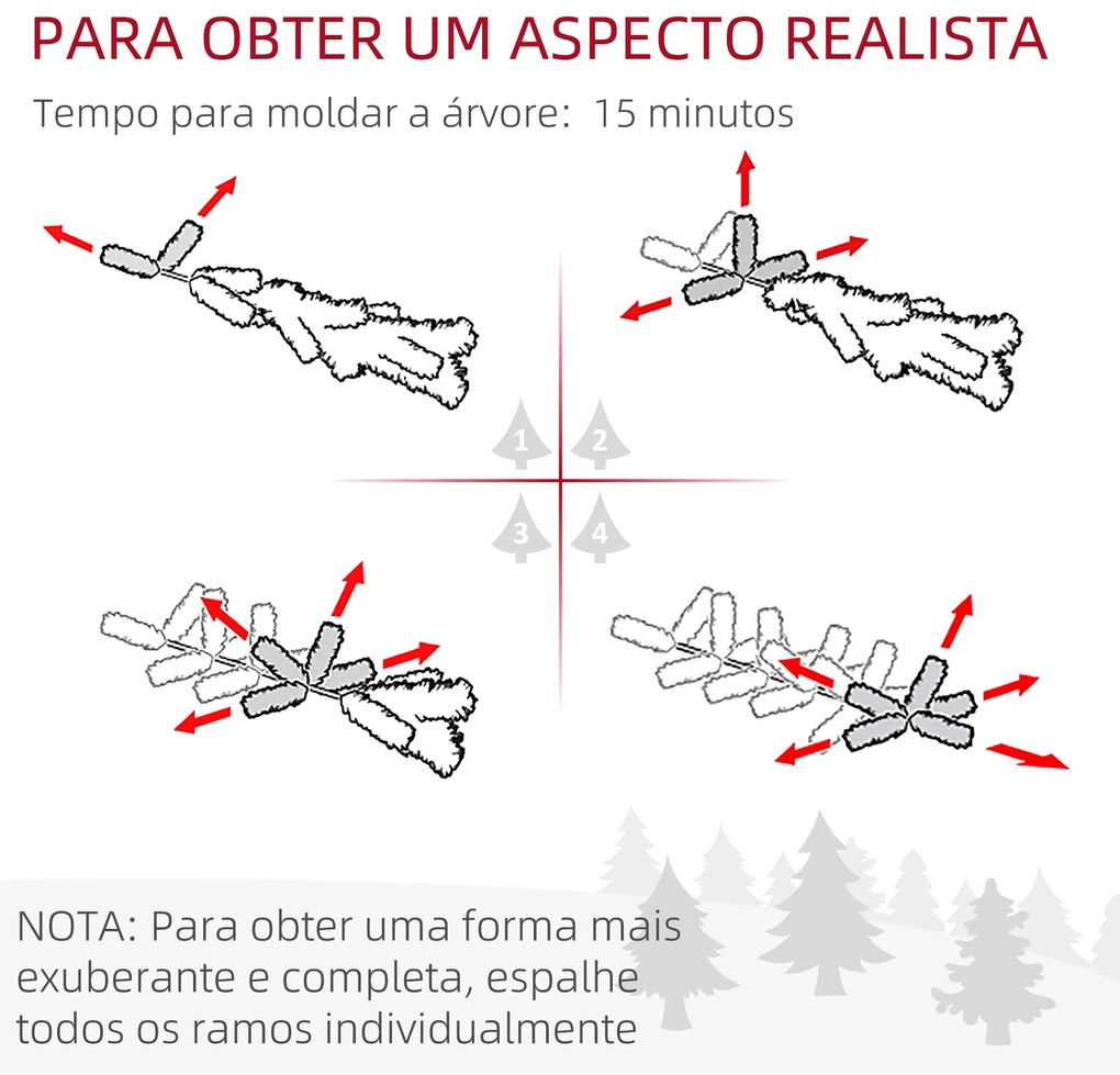 Árvore de Natal 180 cm Árvore de Natal Artificial com 310 Luzes LED 87