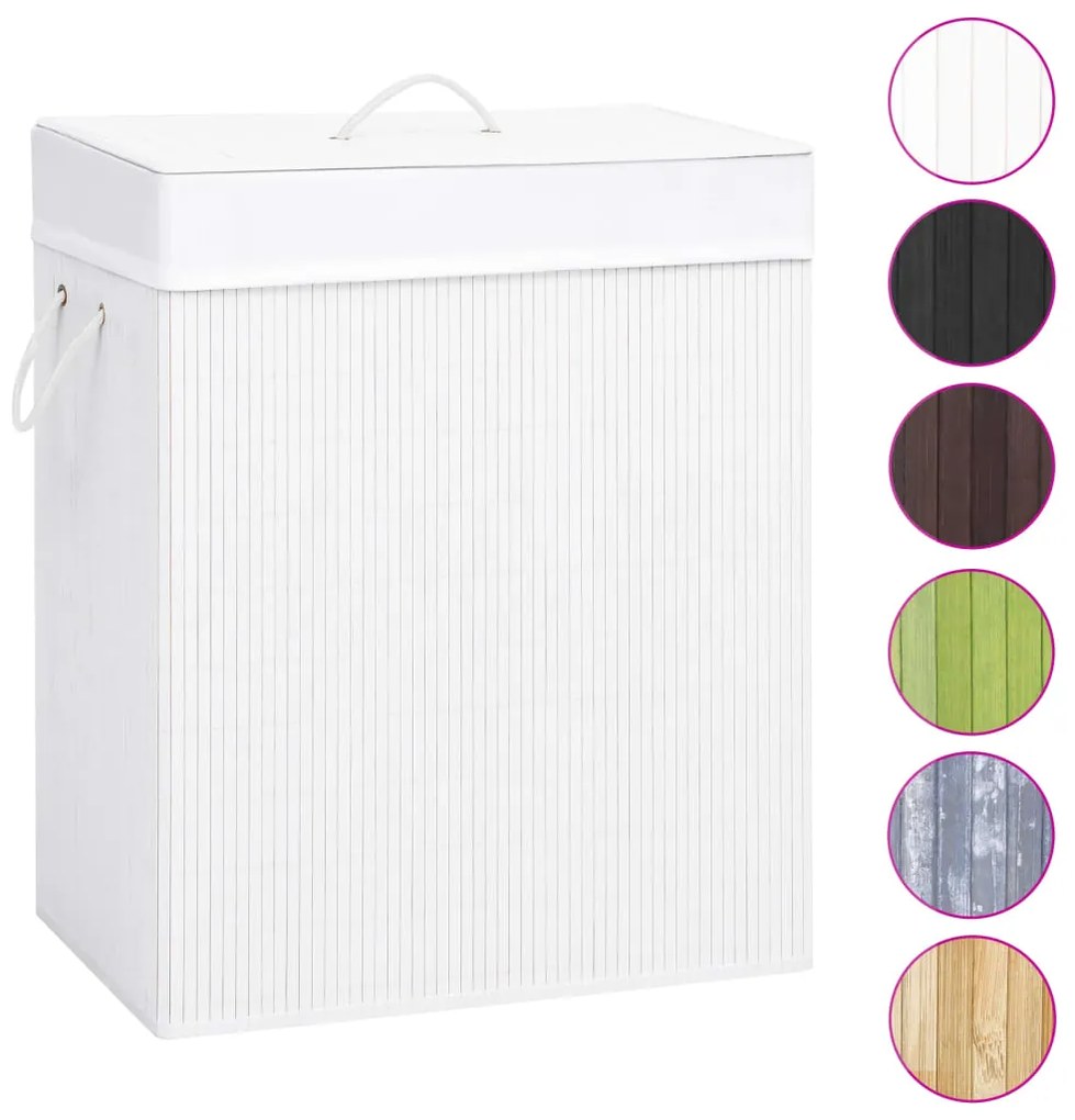 Cesto para roupa suja c/ 2 secções 100 L bambu branco