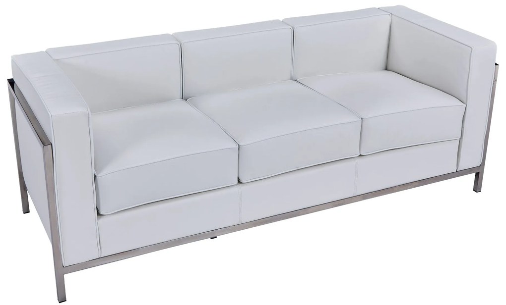 Sofá LOBBY – 3 Lugares – 183x70x68 cm – Aço Inoxidável e Pele Sintétic