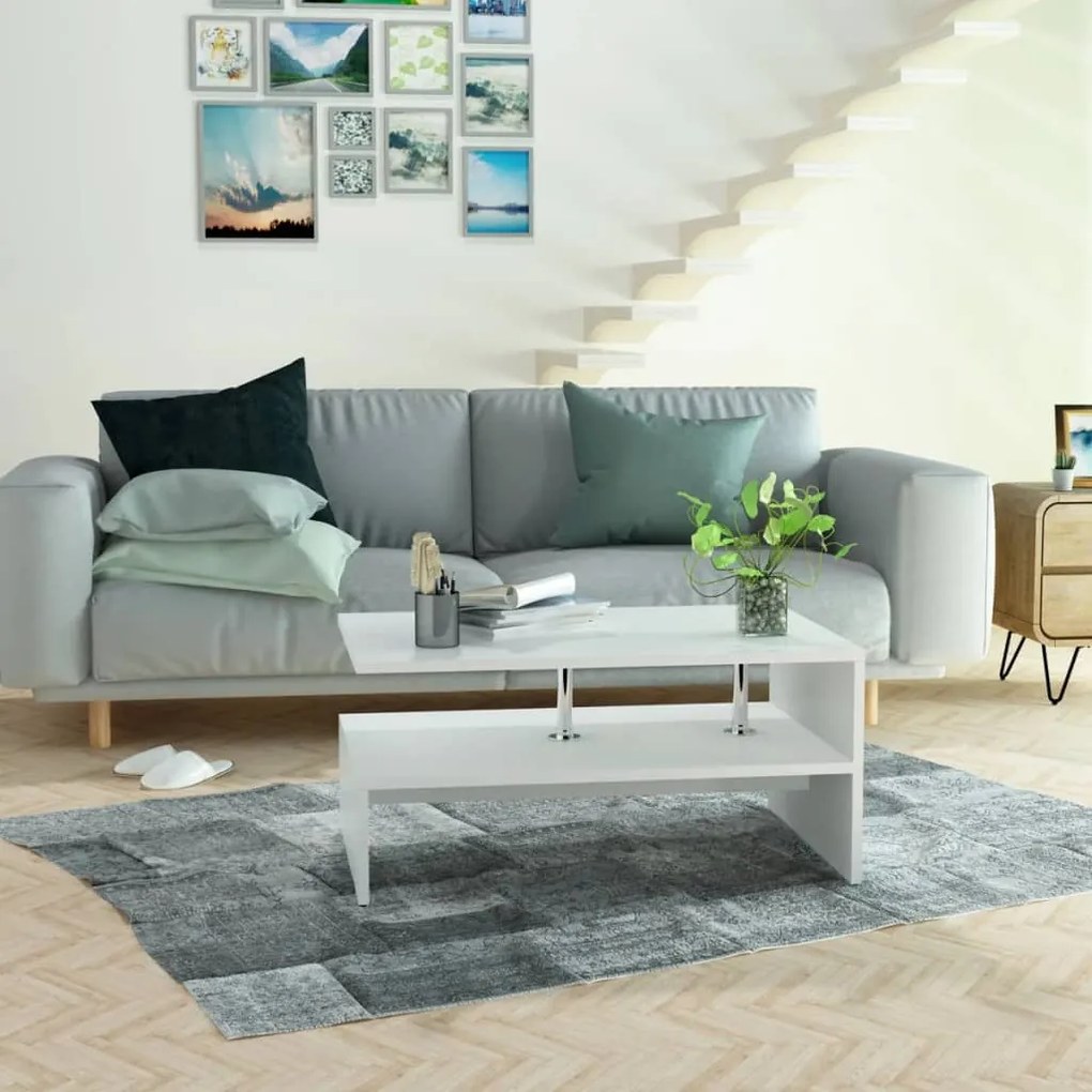 Mesa de centro derivados de madeira 90x59x42 cm branco