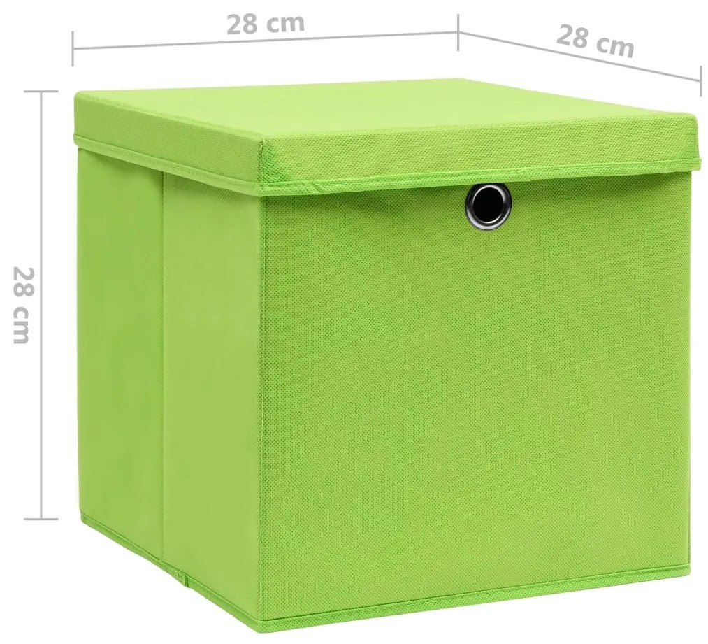 Caixas de arrumação com tampas 4 pcs 28x28x28 cm verde