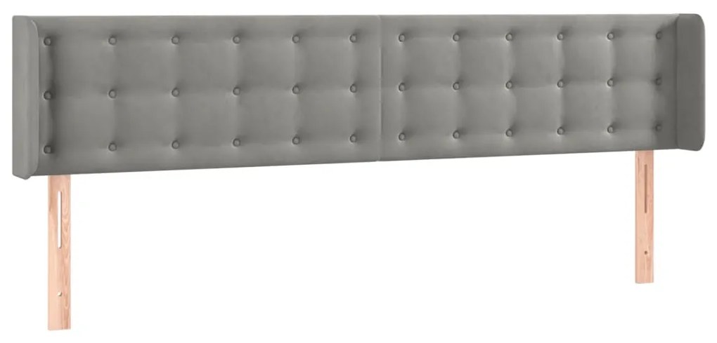 Cabeceira cama c/ luzes LED veludo 203x16x78/88 cm cinza-claro