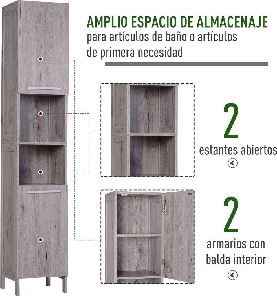 kleankin Coluna Casa de Banho Armário Alto Auxiliar Casa de Banho com
