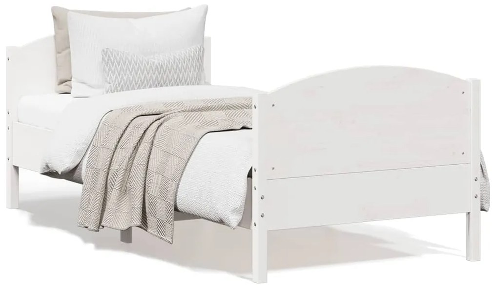 vidaXL Cama sem colchão 100x200 cm madeira de pinho maciça branco