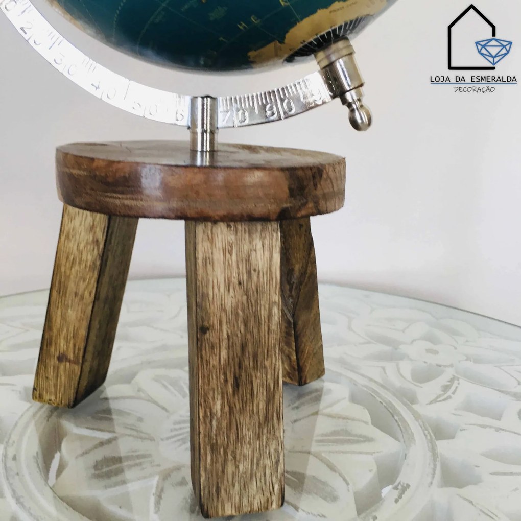 Globo Decorativo | Base em Madeira | 20x20x36CM