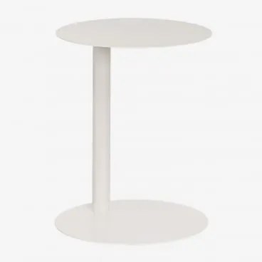 Mesa Auxiliar Redonda Ø40 Cm Em Aço Yannik Gardénia Branco - Sklum