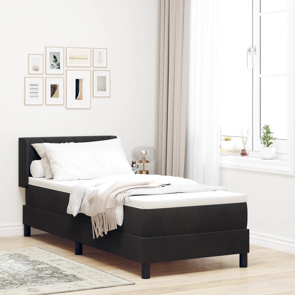 Cama Box Spring com Colchão vidaXL Preta 80x200 cm Veludo