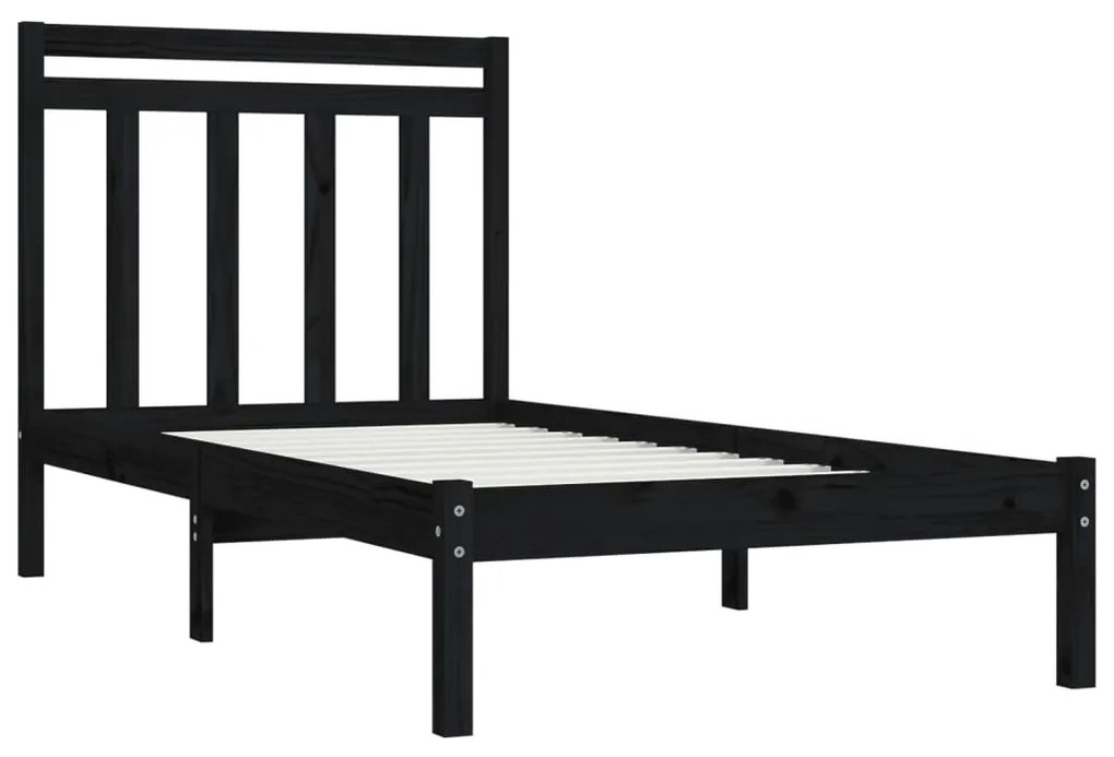 Estrutura de cama 100x200 cm madeira maciça preto