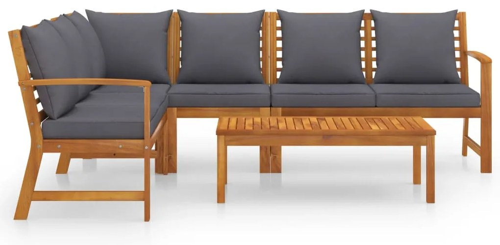 5 pcs conjunto lounge de jardim c/ almofadões acácia maciça