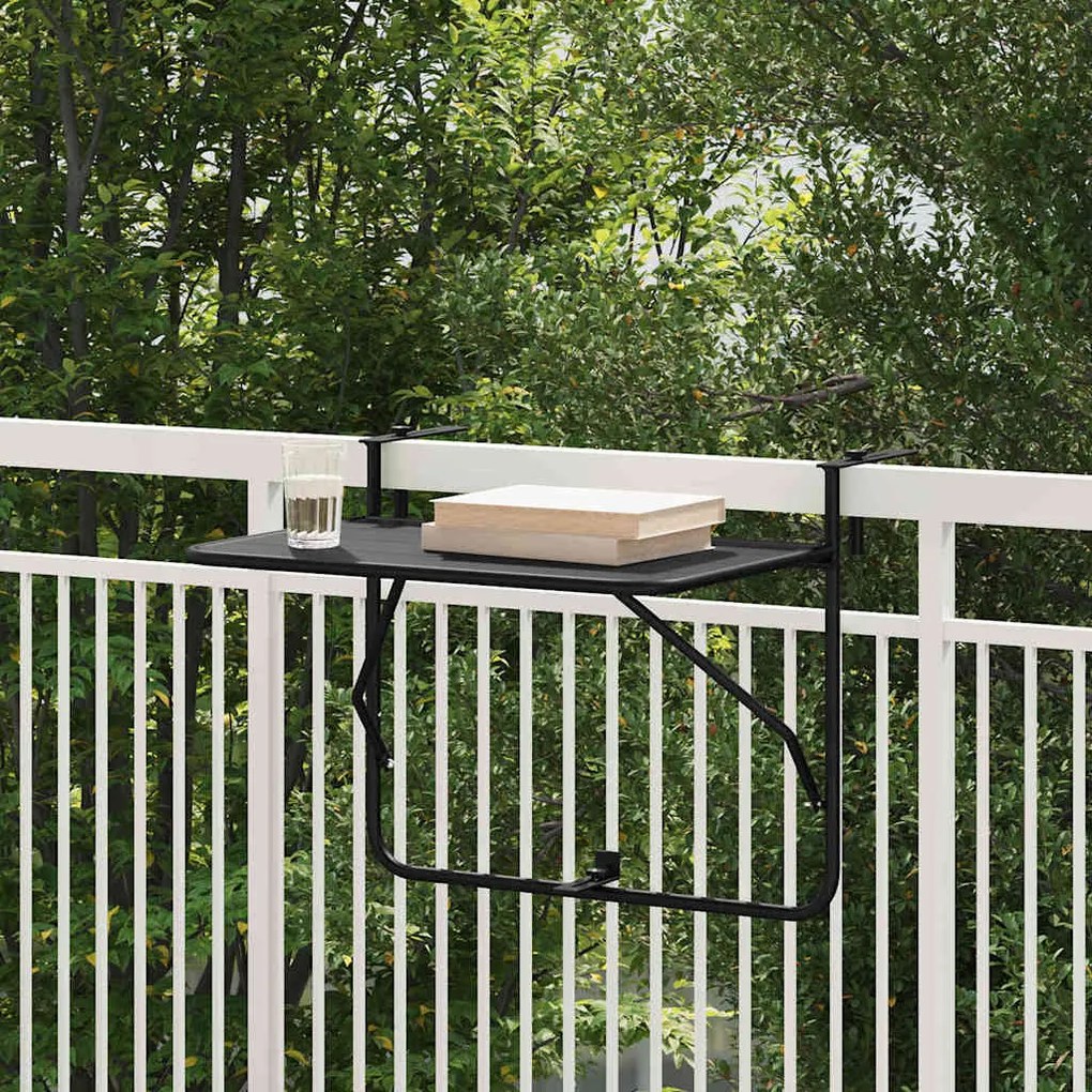 vidaXL Mesa Suspensa para Varanda Preto 60 x 39 x 65 cm Aço