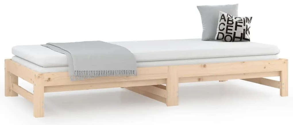 Sofá-cama de puxar 2x(80x200) cm madeira de pinho maciça