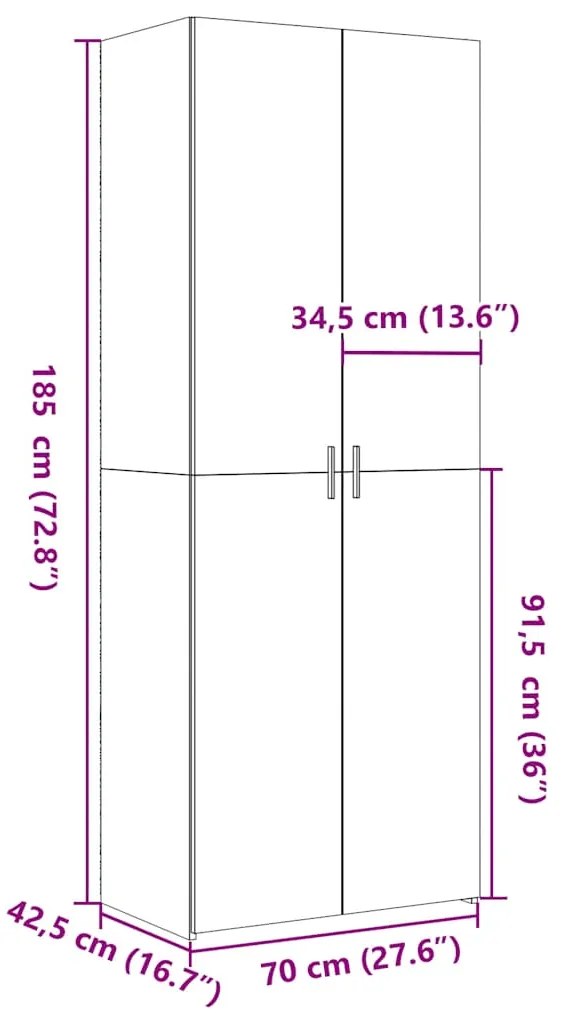 Armário alto 70x42,5x185 cm derivados madeira cinzento cimento