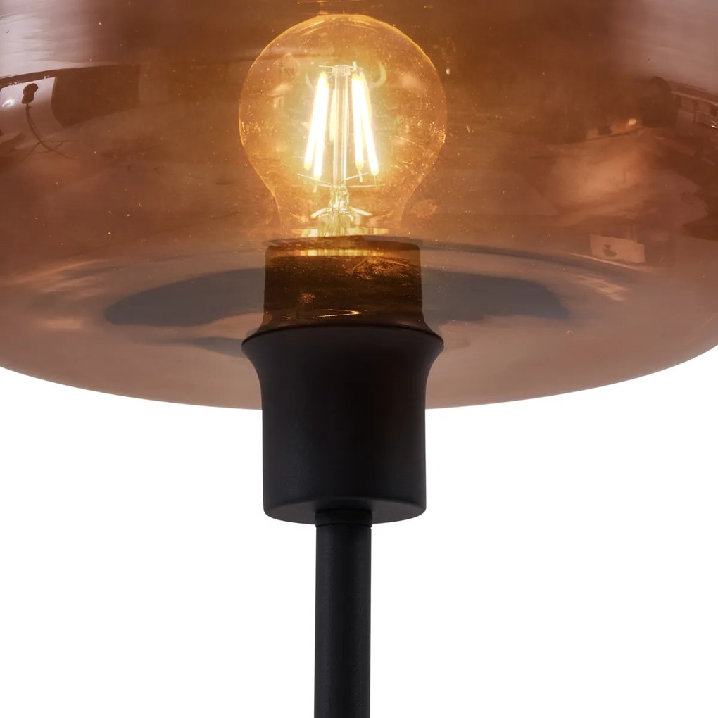 Candeeiro de Pé Retro Preto com Vidro Bronze - Bizle