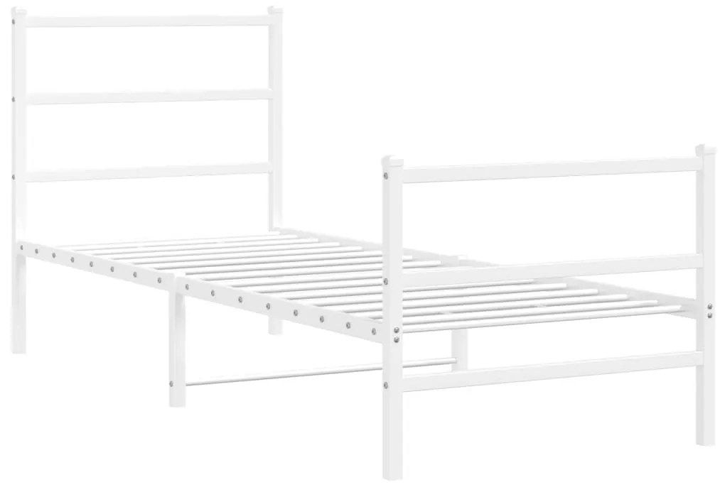 Estrutura de cama com cabeceira e pés 75x190 cm metal branco