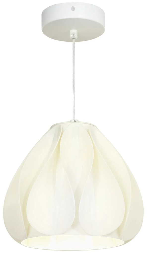 Candeeiro Suspenso Moderno Candeeiro de Teto com Ecrã de Impressão 3D Iluminação para Sala de Jantar Ø20,5x17,5 cm Branco