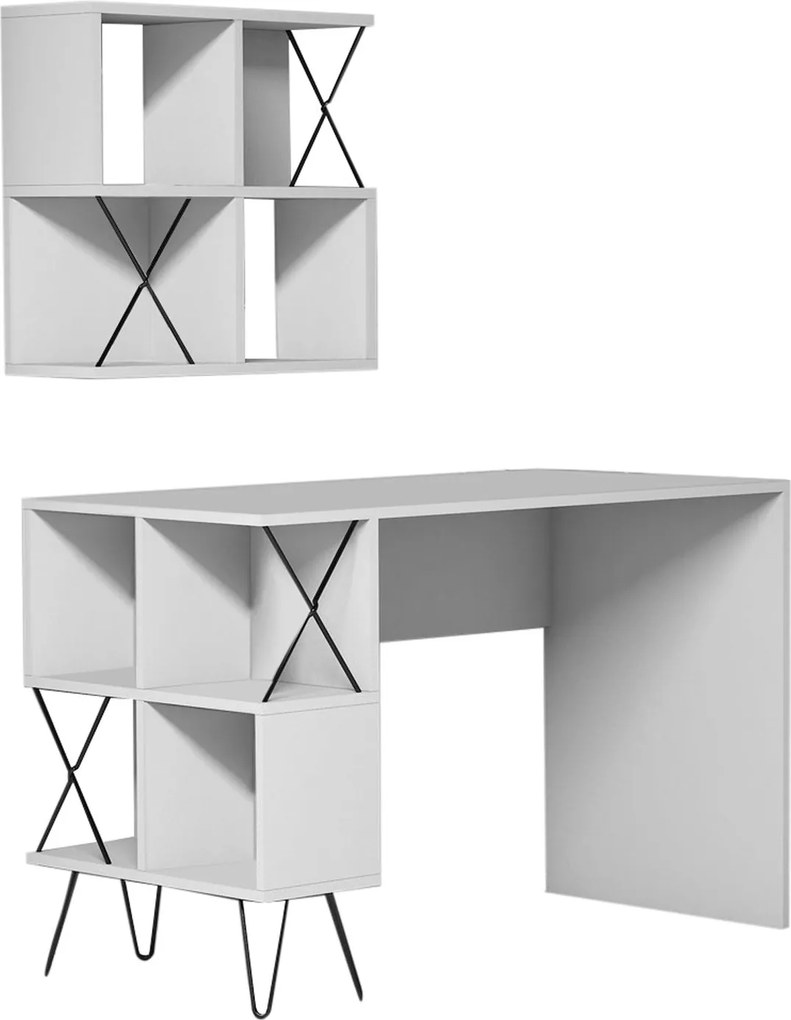 Secretária Estudo Extra – Branco/Preto – 120x78,8x60 cm
