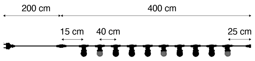 LED Iluminação de festão preta conectável com ficha 6m Incl. E27 Multicolorido 10 luzes IP54 - Lubber Moderno