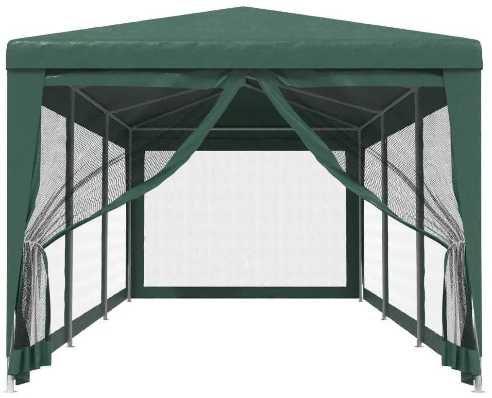 Tenda p/ festas c/ 8 paredes laterais em rede 3x9 m PEAD verde