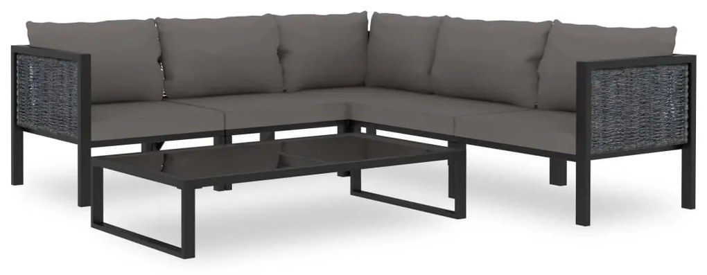 49409 vidaXL 6 pcs conjunto lounge de jardim c/ almofadões vime PE antracite