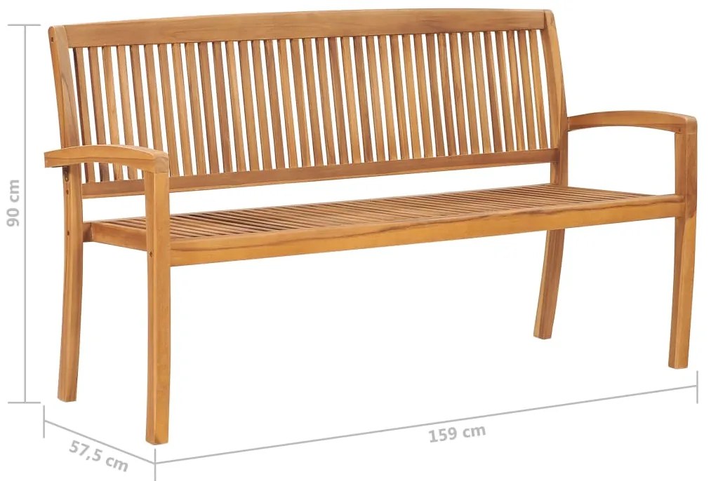 Banco de jardim empilhável c/ almofadão 159 cm teca maciça