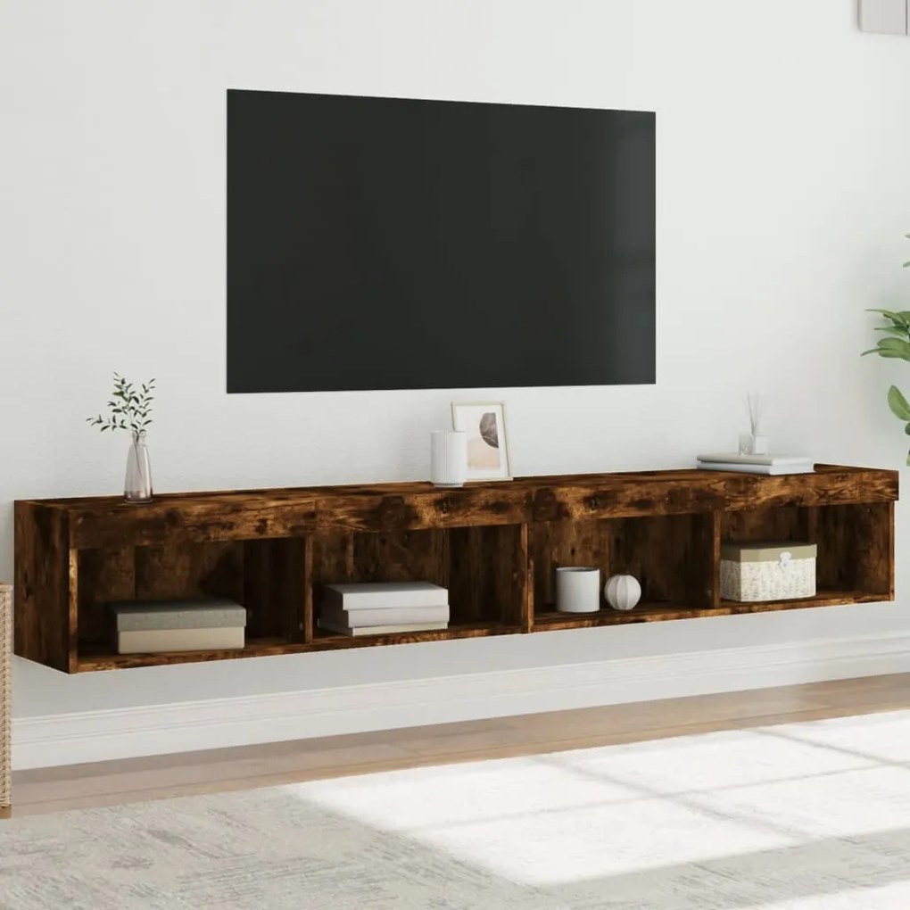 vidaXL Móveis de TV com luzes LED 2 pcs 100x30x30 cm carvalho fumado