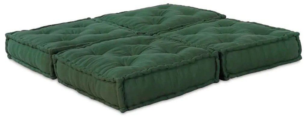Pouffes Modulares 2 pcs em Verde Tecido da