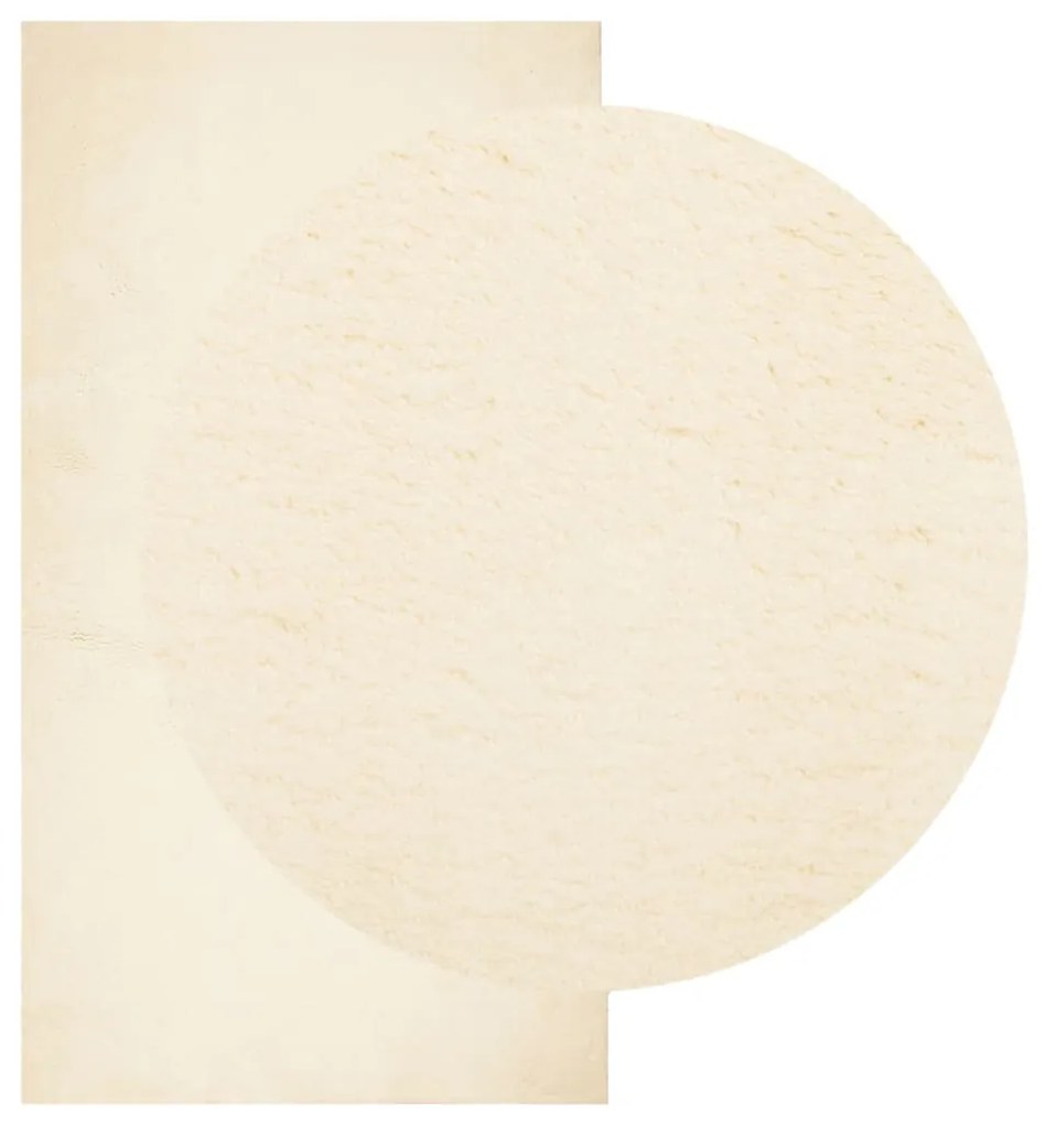 Tapete pelo curto macio e lavável HUARTE 60x110 cm cor creme