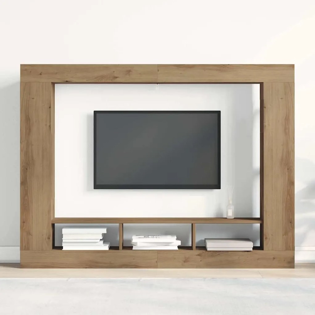 Armário de TV Wall-Mounted vidaXL Carvalho Artesanal 152x22x113 cm